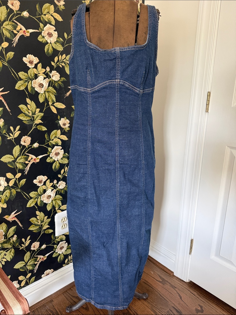 wild fable Dark Blue Denim Overall Midi Dress